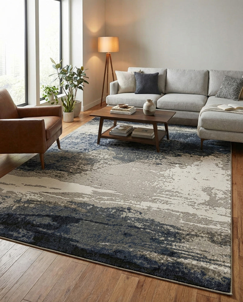 Copenhagen Edge Collection Area Rug - Nyhavn Rectangle Blue  lifestyle 71