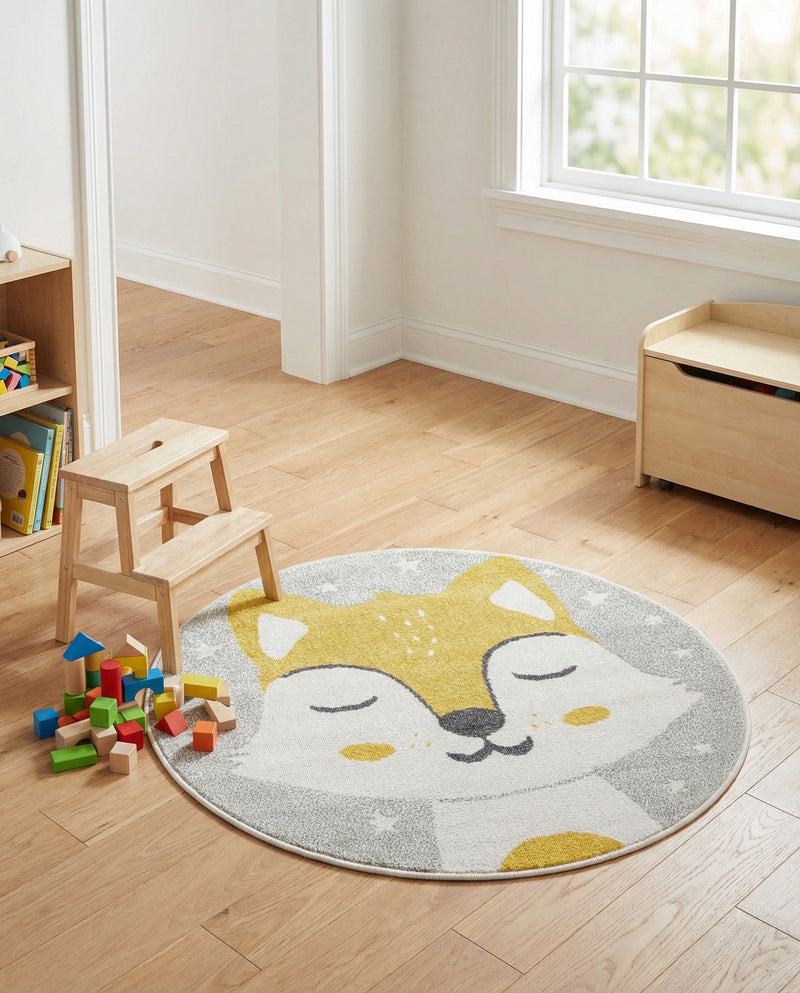 Wonder Tykes Collection Area Rug -  Lively Round Gray  lifestyle 8