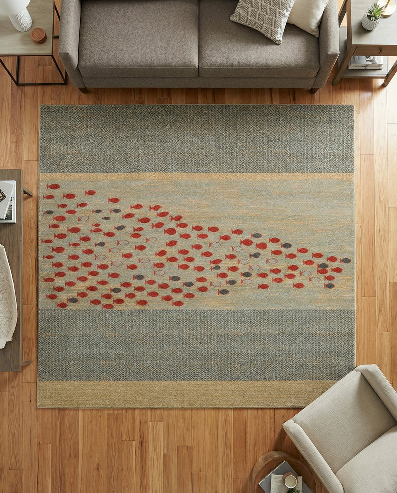 Zagros Oasis Collection Area Rug -  Kermanshah Square Blue  lifestyle 67