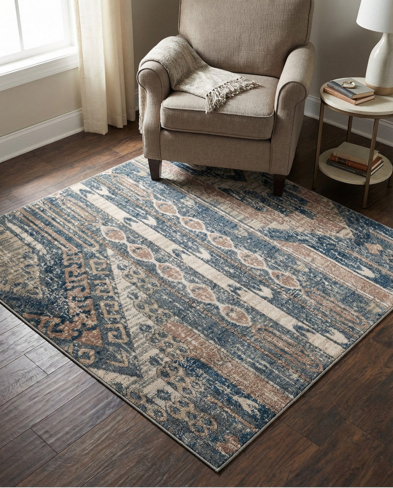 Cascade Range Collection Area Rug - Hood (Navy Blue) Square Navy Blue  lifestyle 74