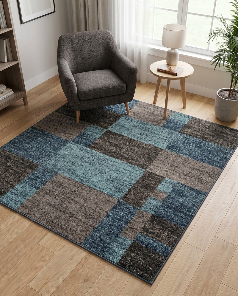 Autumn Meadow Collection Area Rug -  Sycamoreside (Blue Gray) Square Blue Gray  lifestyle 62