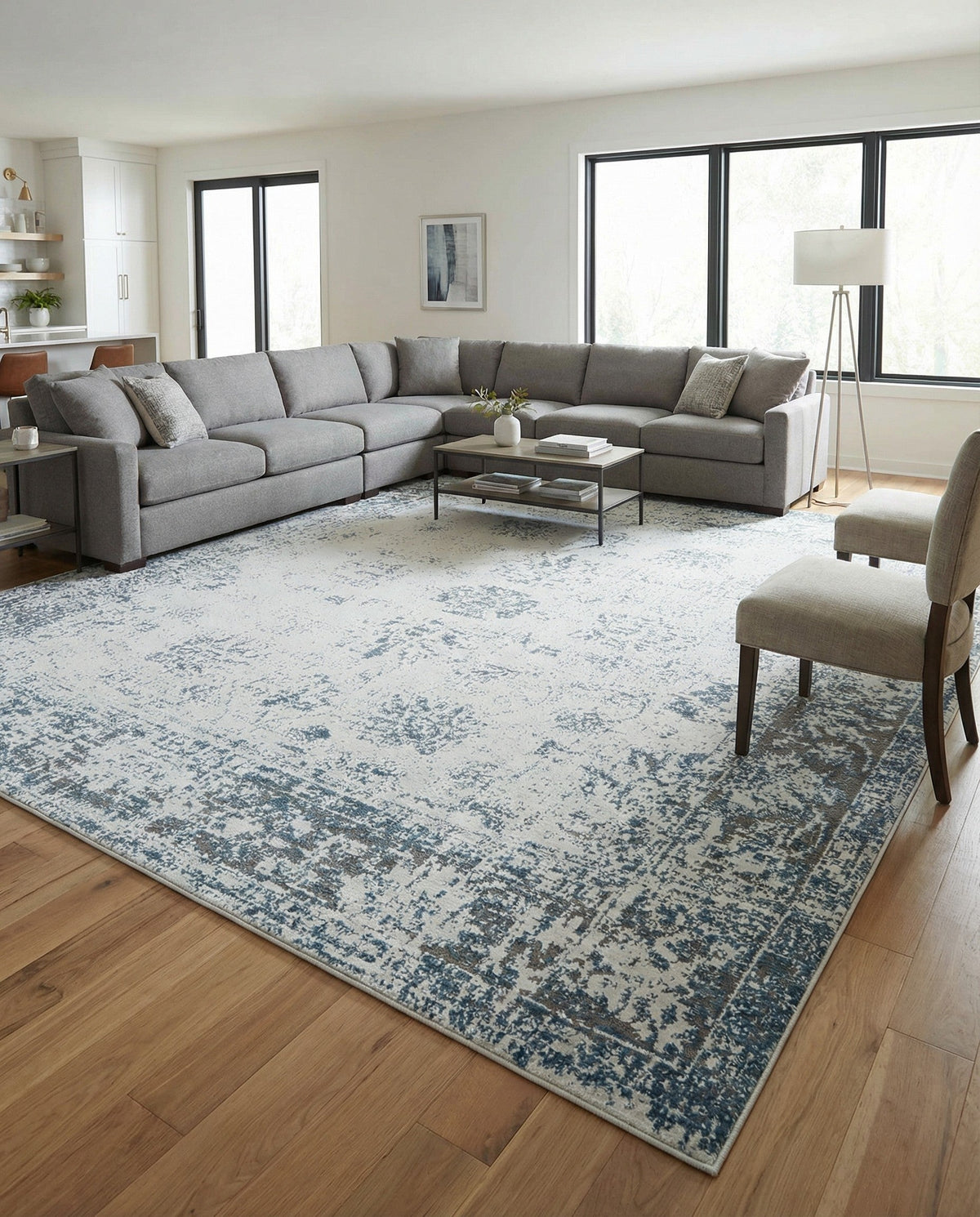Riviera Elegance Collection Area Rug - Antibes (Light Blue) Square Light Blue  lifestyle 113