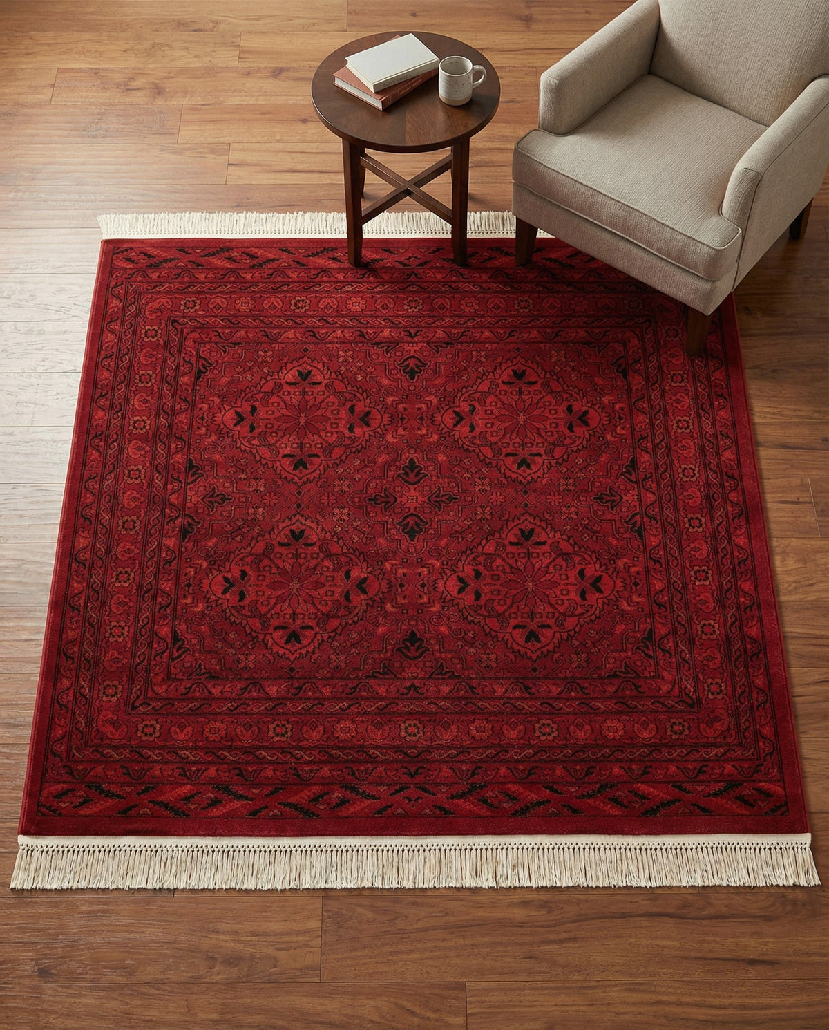 Samarkand Elegance Collection Area Rug -  Samanid Square Red  lifestyle 81