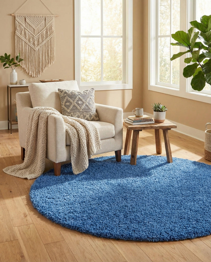 Plush Oasis Collection Area Rug - Serenity (Periwinkle Blue) Round Periwinkle Blue  lifestyle 38