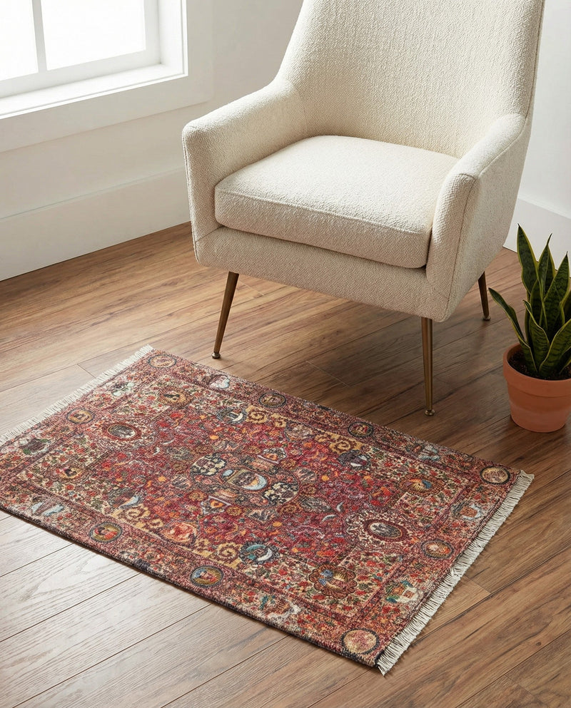 Bazaar Chic Collection Area Rug -  Khouribga Rectangle Rust Red  lifestyle 6