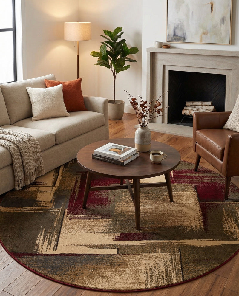 Bistro Lounge Collection Area Rug -  Doppio Round Multi  lifestyle 34