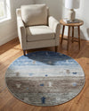 Zagros Shades Collection Area Rug -  Sisakht Round Blue Gray  lifestyle 52