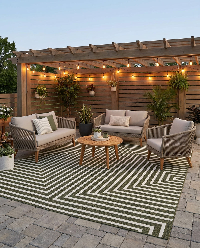 Urban Terrace Collection Area Rug -  Astoria (Green) Square Green  lifestyle 25