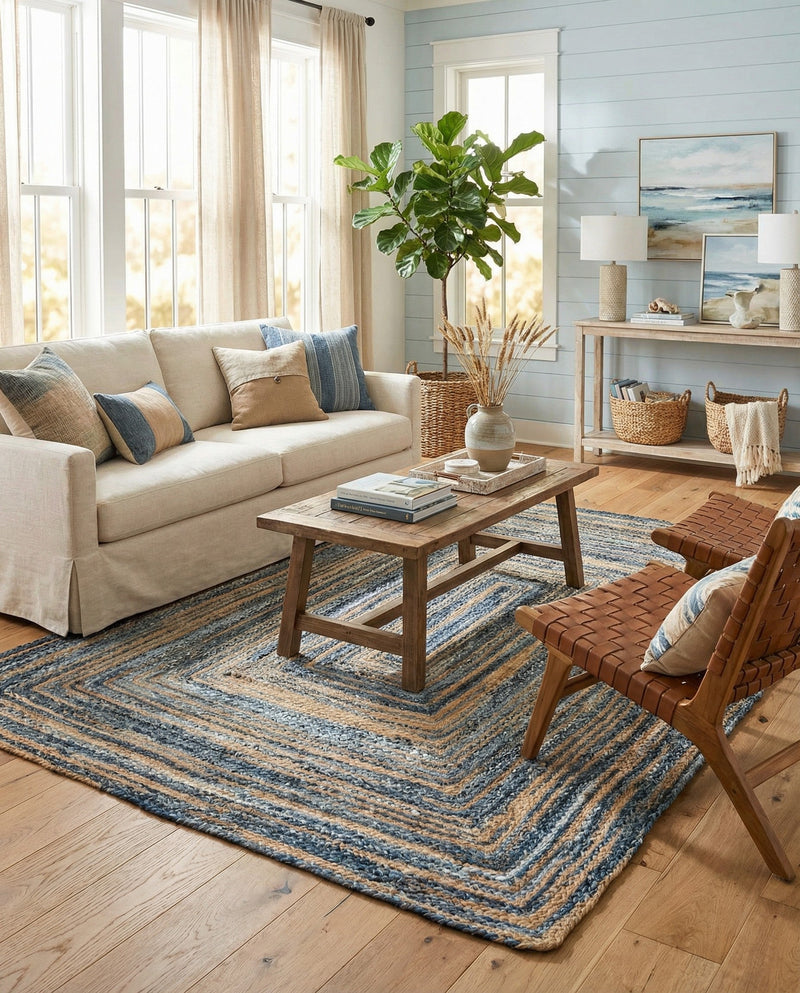 Woven Udaipur Collection Area Rug - Sahara Rectangle Blue and Natural  lifestyle 12