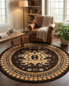 Tabriz Tapestries Collection Area Rug - Azerbaijan (Brown) Round Brown  lifestyle 28