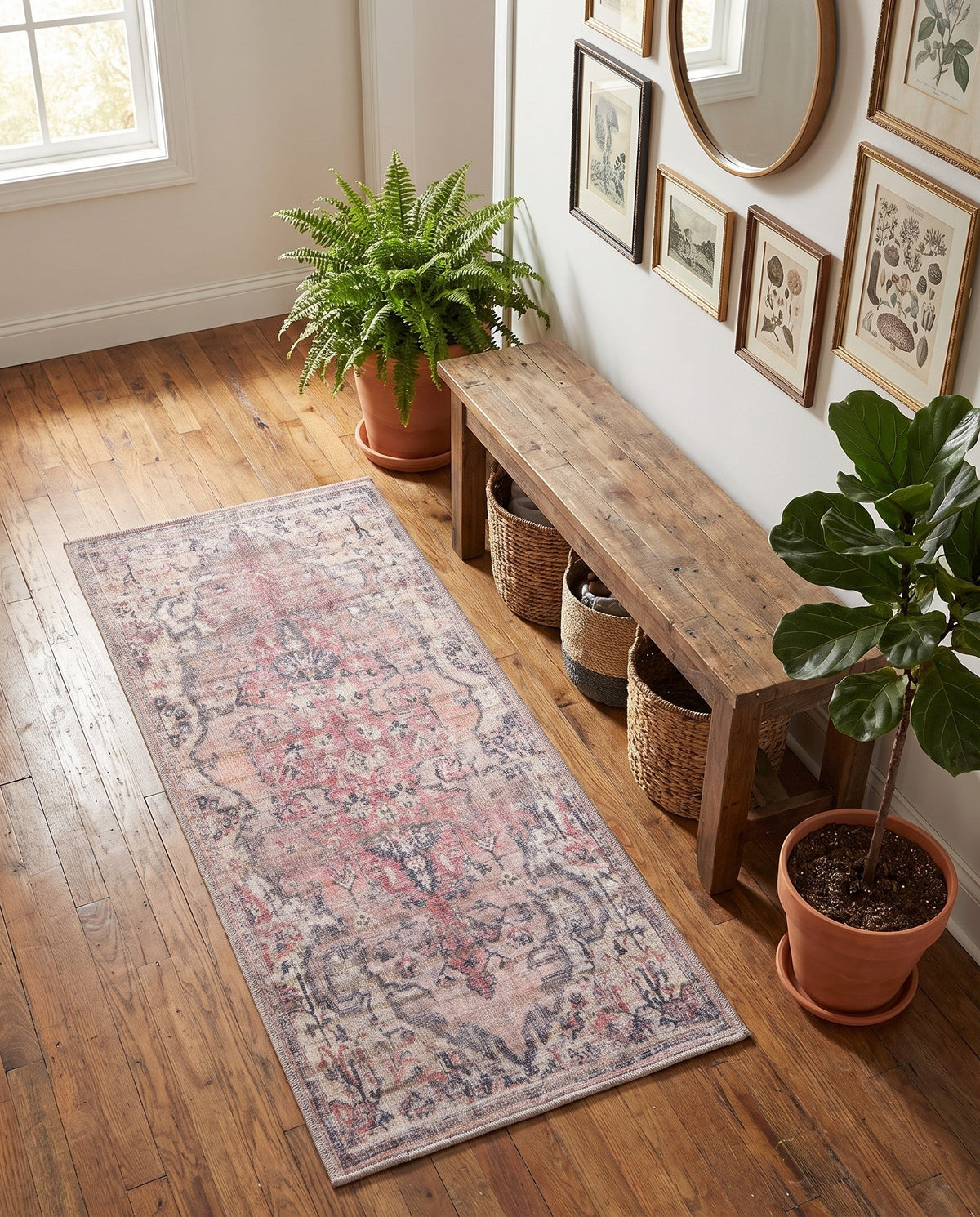 Vintage Memories Collection Area Rug - Echoes Runner Beige and Pink  lifestyle 112