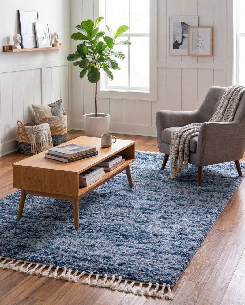 Cozy Cove Shag Collection Area Rug -  Harbor Rectangle Blue  lifestyle 27