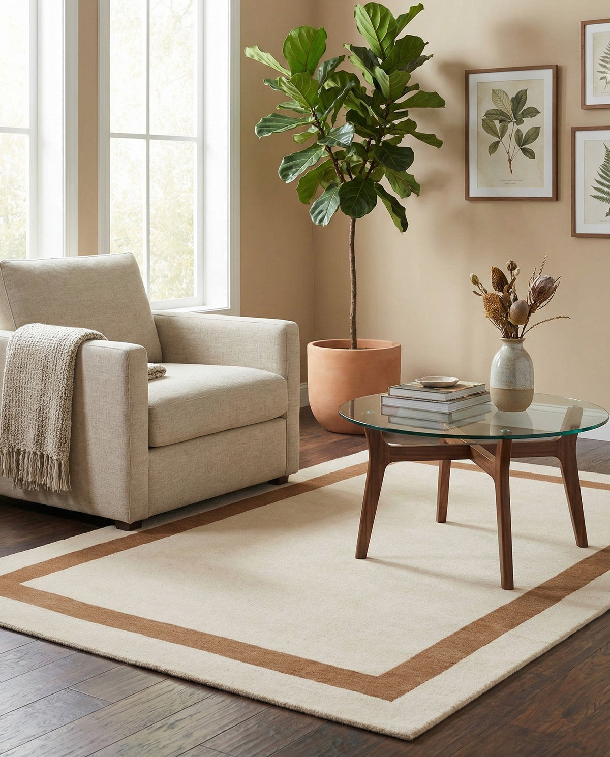 Savannah Borders Wool Collection Area Rug - Chatham Rectangle Ivory  lifestyle 49