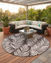 Seaside Blooms Collection Area Rug - Verdure (Charcoal) Round Charcoal  lifestyle 63