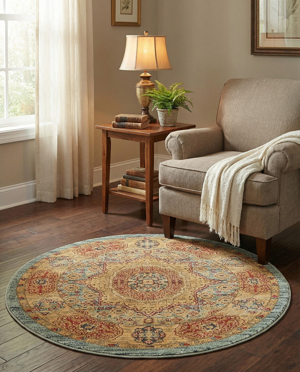 Ottoman Elegance Collection Area Rug -  Ephesus Round Light Blue  lifestyle 167