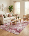 Meadow Breeze Collection Area Rug -  Bluebell Rectangle Fuchsia  lifestyle 50