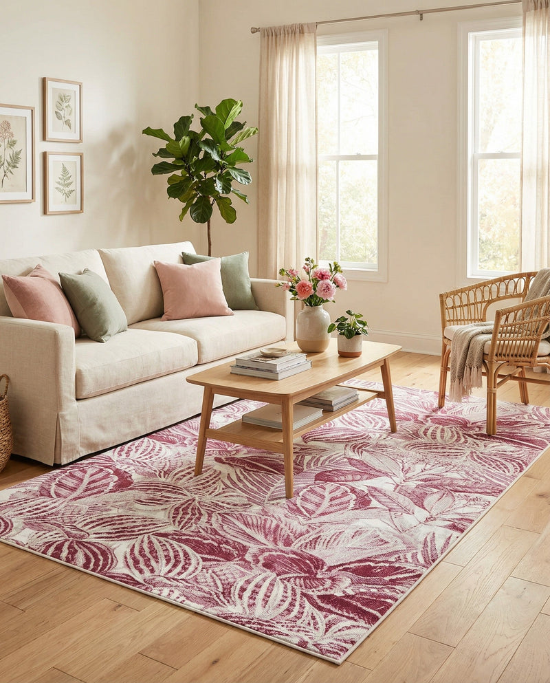 Meadow Breeze Collection Area Rug -  Bluebell Rectangle Fuchsia  lifestyle 50