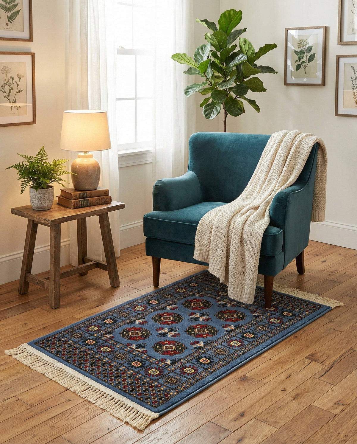 Samarkand Elegance Collection Area Rug -  Margilan (Blue) Rectangle Blue  lifestyle 11