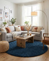 Plush Oasis Collection Area Rug - Serenity (Sapphire Blue) Round Sapphire Blue  lifestyle 46