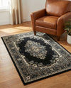 Tabriz Tapestry Collection Area Rug - Azerbaijan (Black) Rectangle Black  lifestyle 28