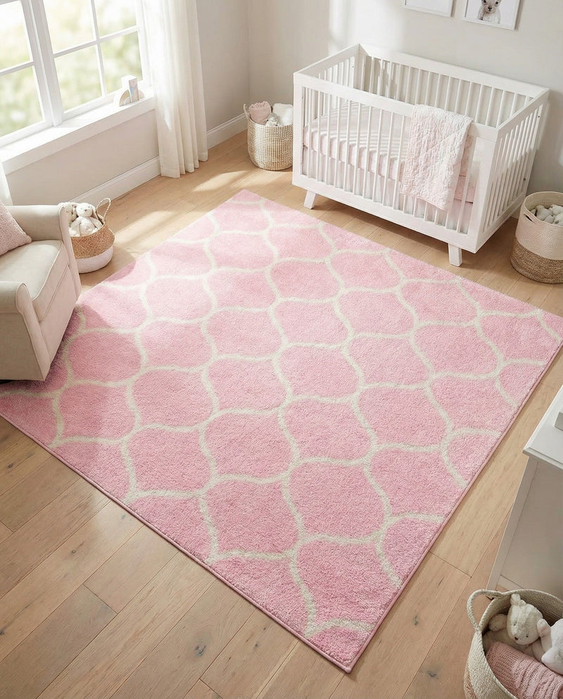 Trellis Mosaic Collection Area Rug -  Pergolatown (Light Pink) Square Light Pink  lifestyle 47