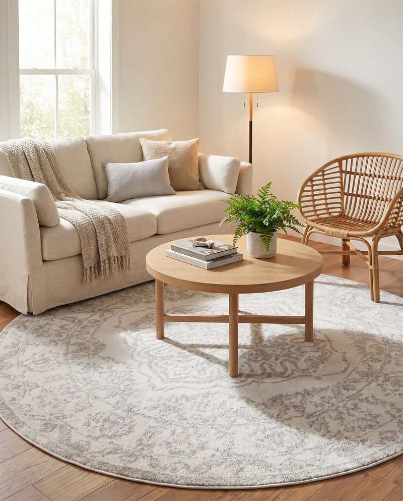 Cambridge Classics Collection Area Rug -  Magdalene (Ivory) Round Ivory  lifestyle 62