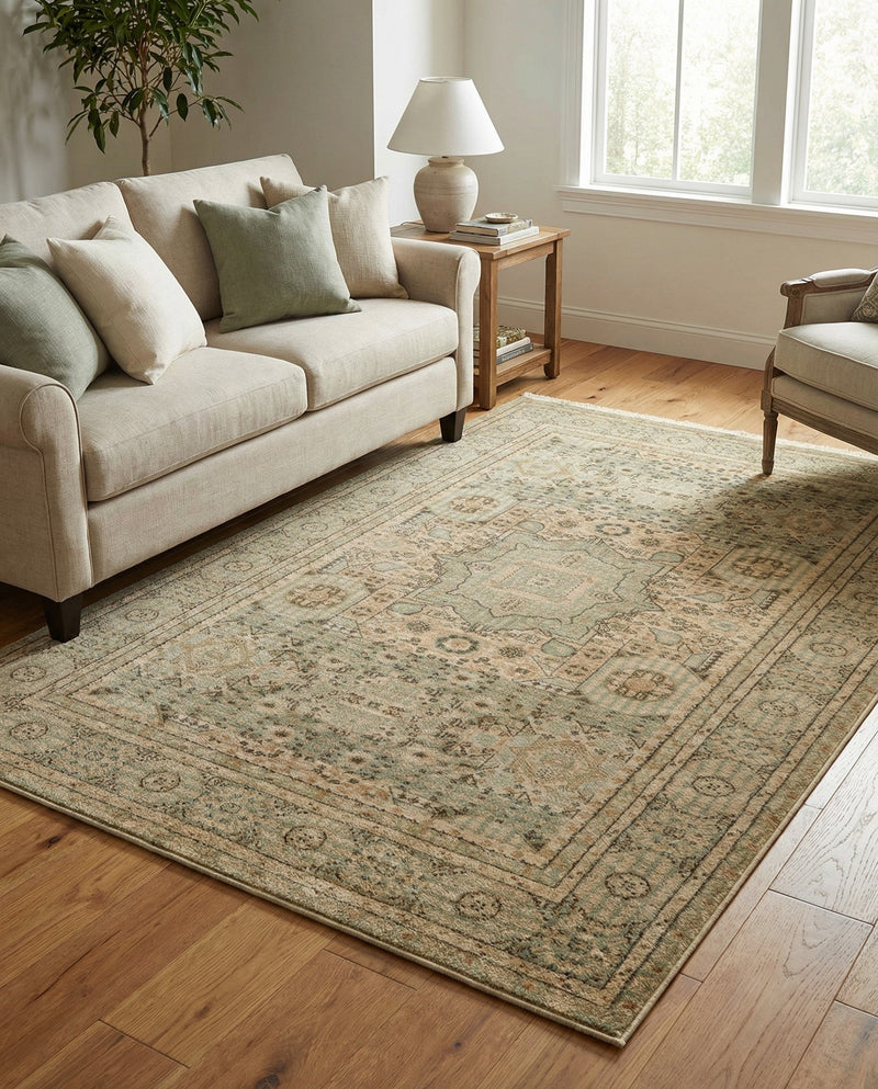 Ottoman Elegance Collection Area Rug - Sultan Rectangle Light Green  lifestyle 70