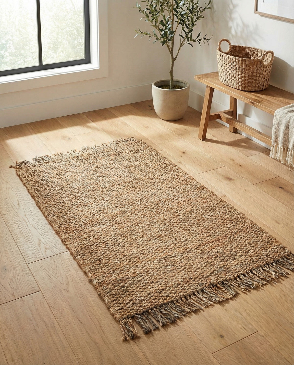 Savannah Jute Collection Area Rug - Seashore Rectangle Natural  lifestyle 37