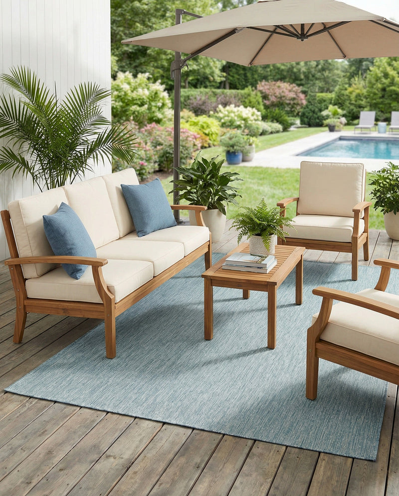 Seaside Serenity Collection Area Rug - Veranda (Aquamarine) Rectangle Aquamarine  lifestyle 13