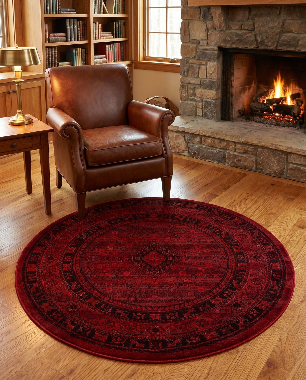Samarkand Elegance Collection Area Rug -  Zarafshan Round Red  lifestyle 84