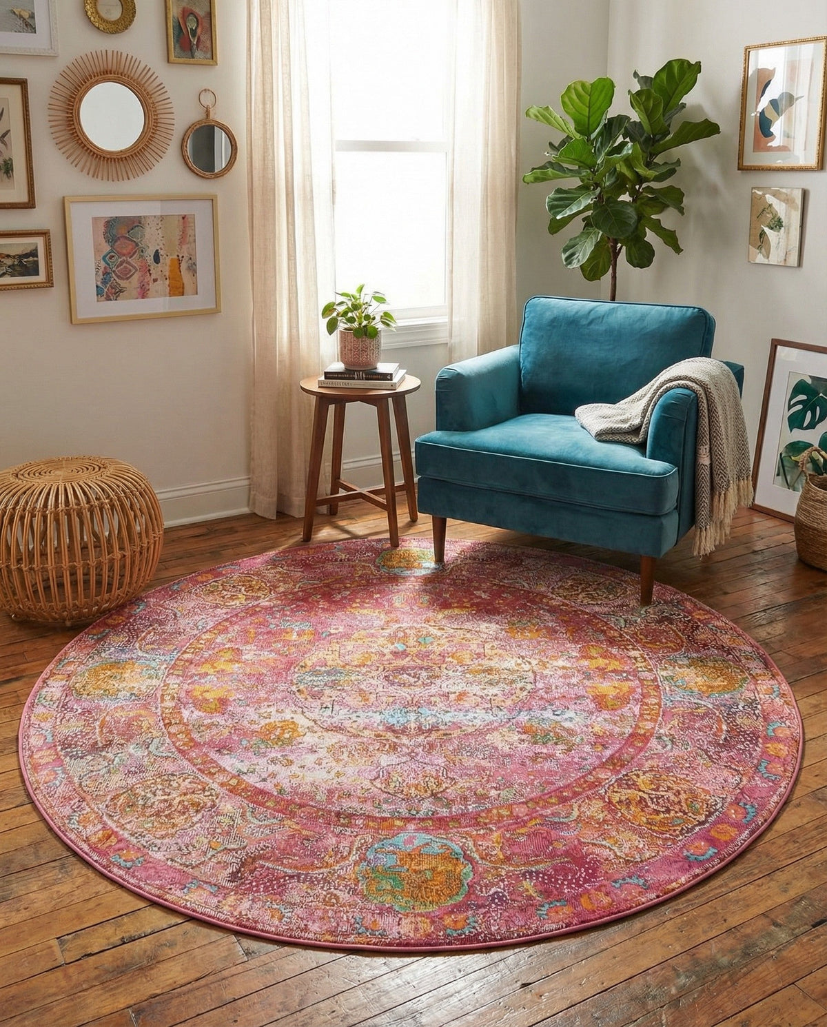 Caribbean Breeze Collection Area Rug -  Xcalak Round Red  lifestyle 113