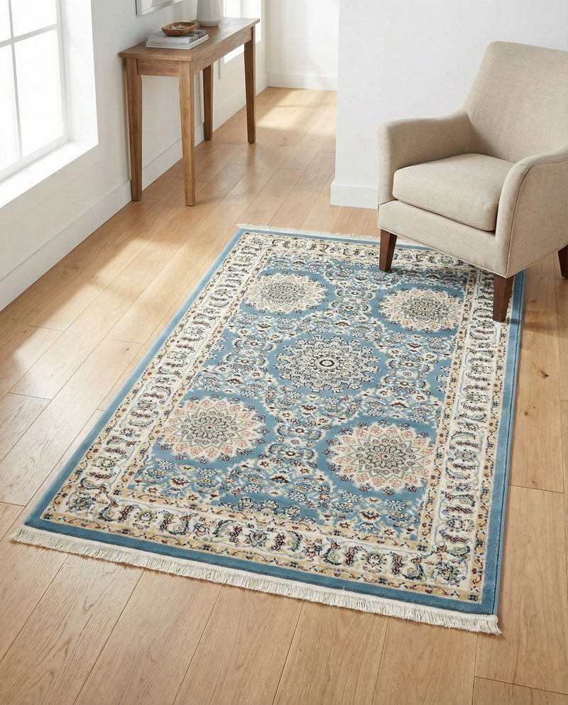 Persian Elegance Collection Area Rug -  Mashhad Rectangle Blue  lifestyle 12