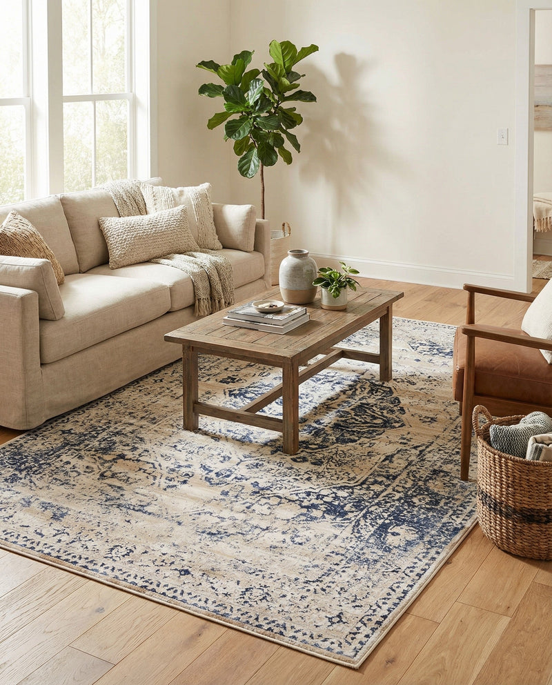 Coastal Manor Collection Area Rug -  Dunes Rectangle Dark Blue  lifestyle 27
