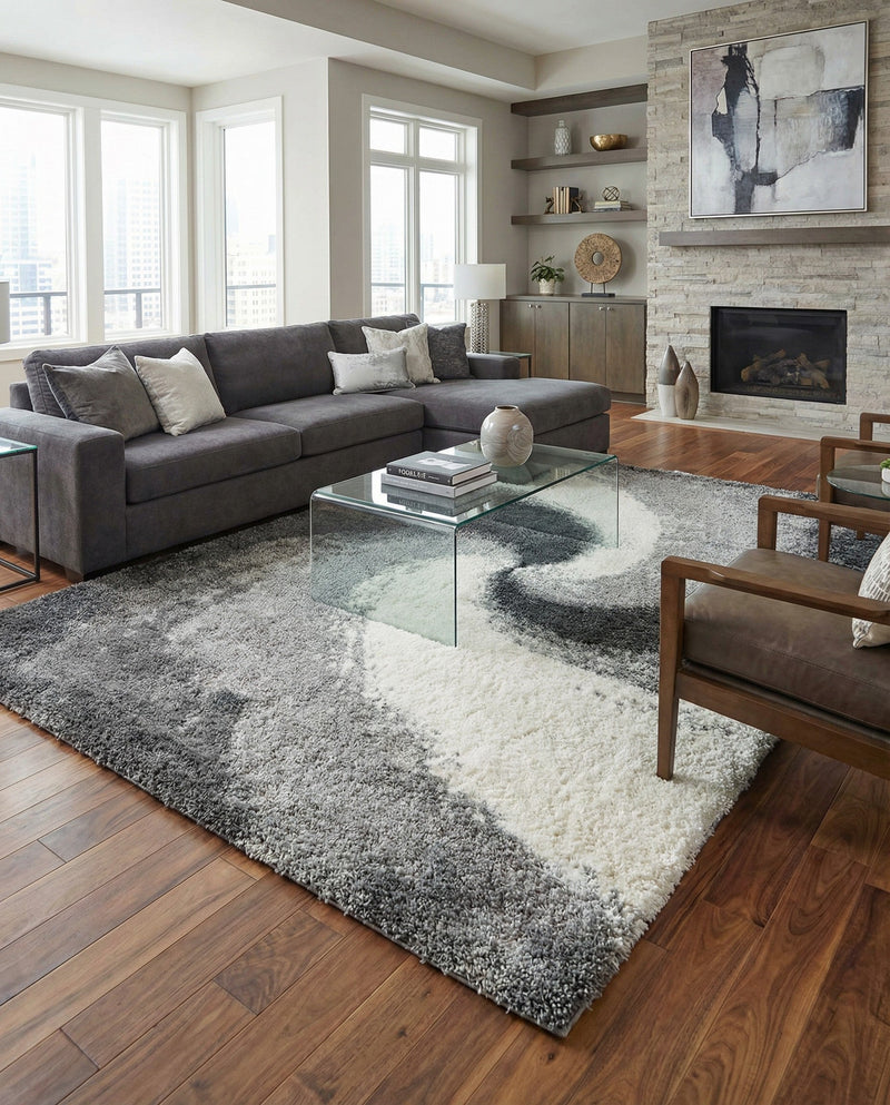 Cozy Haven Shag Collection Area Rug -  Oasis Rectangle Smoke Gray  lifestyle 25