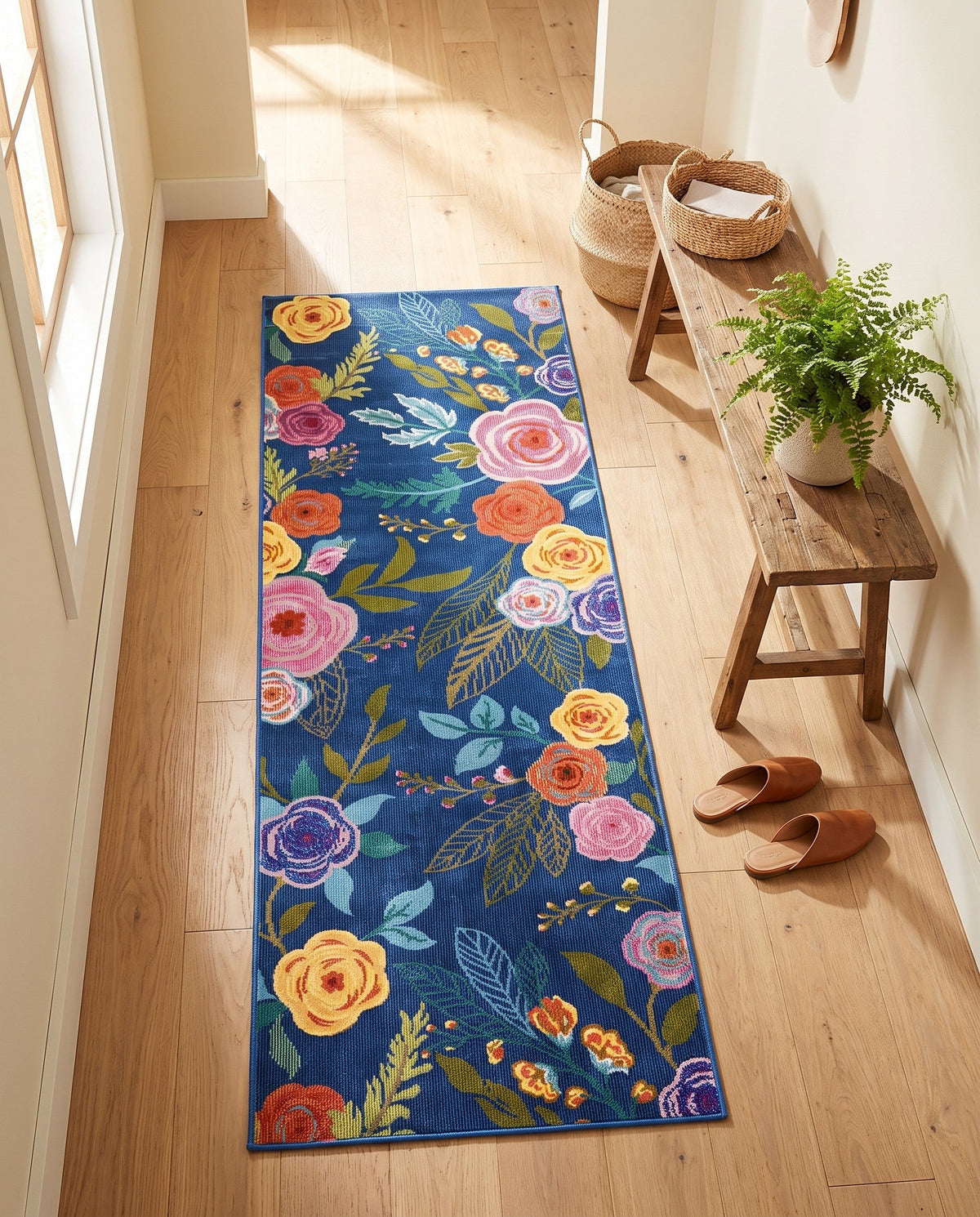 Meadow Breeze Collection Area Rug -  Petal Runner Blue  lifestyle 224