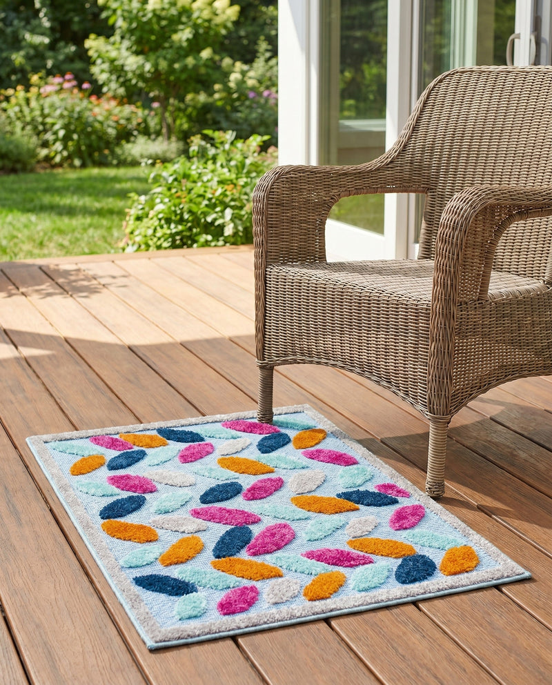 Bahama Breeze Outdoor Collection Area Rug - Nassau Rectangle Blue  lifestyle 39
