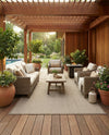 Terrace Fringe Collection Area Rug - Patio Rectangle Beige  lifestyle 37