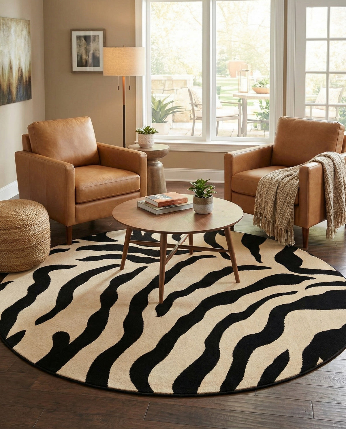 Savannah Sojourn Collection Area Rug -  Okavango Round Ivory  lifestyle 28