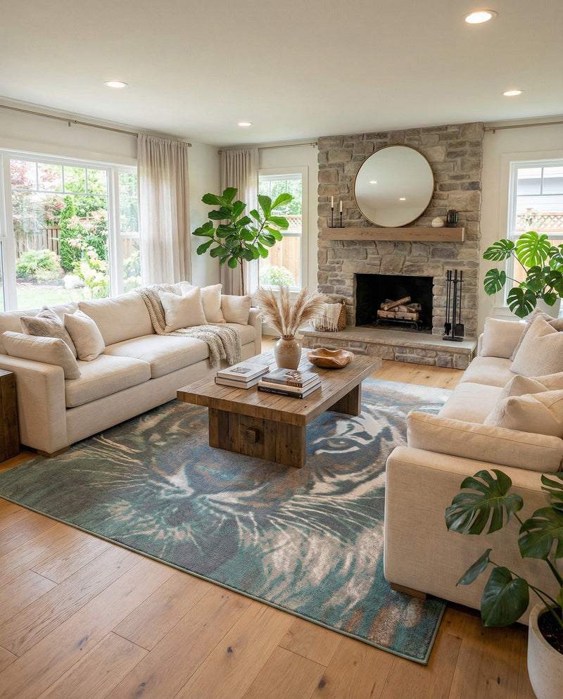 Savannah Sojourn Collection Area Rug -  Okavango Square Multi  lifestyle 75