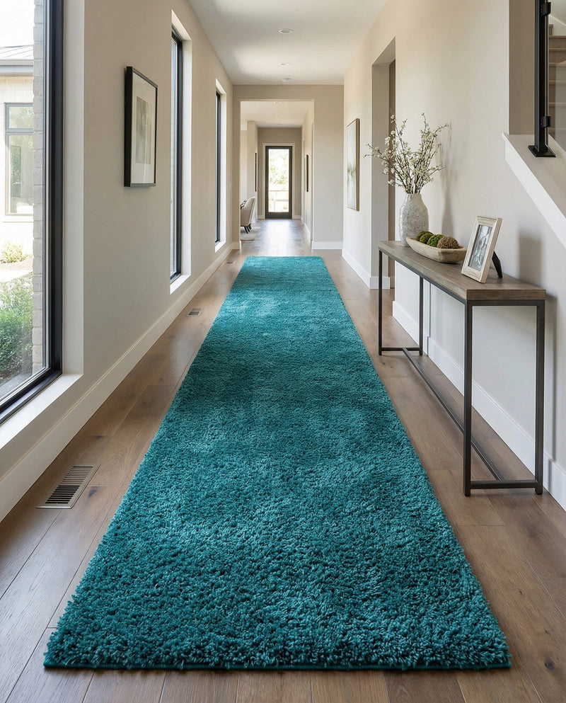 Plush Oasis Collection Area Rug - Serenity (Turquoise) Runner Turquoise  lifestyle 57