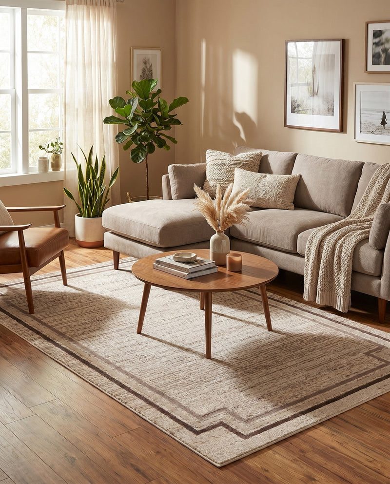 Serenity Sands Collection Area Rug -  Hushhaven Rectangle Brown  lifestyle 18