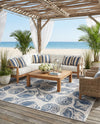Seaside Haven Rugs Collection Area Rug -  Lighthouse (Ivory and Navy Blue) Square Ivory and Navy Blue  lifestyle 30