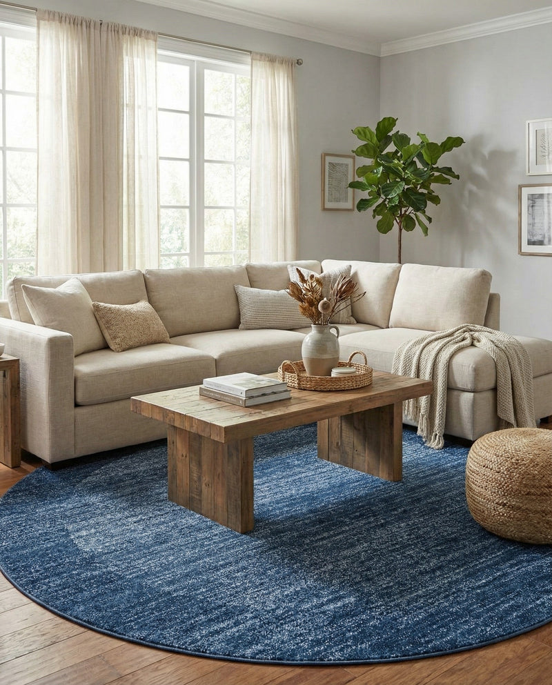 Studio Haven Collection Area Rug -  Conservatory (Navy Blue) Round Navy Blue  lifestyle 48