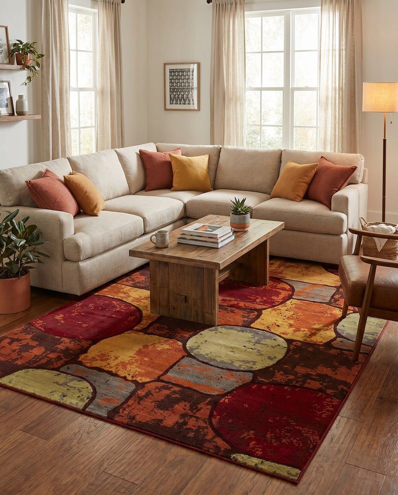Bistro Lounge Collection Area Rug -  Cappuccino Rectangle Multi  lifestyle 25