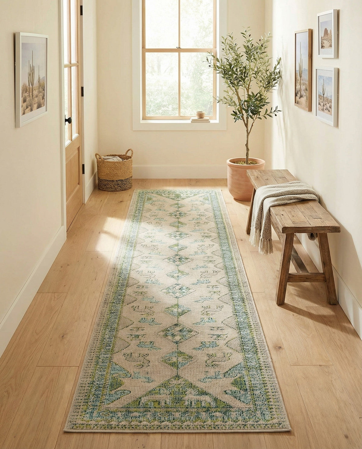 Sedona Vista Collection Area Rug -  Nolina Runner Green  lifestyle 98