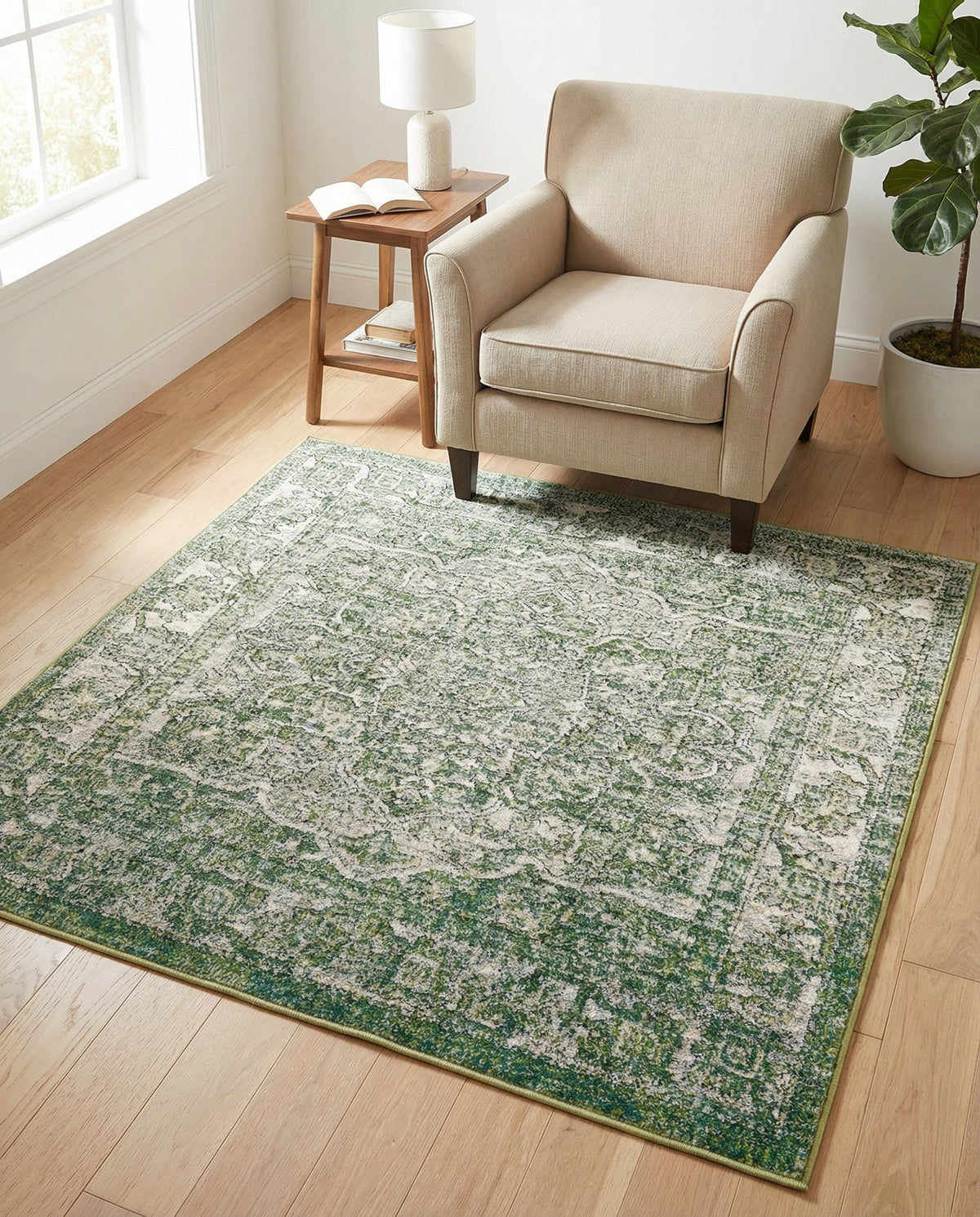 Savannah Soiree Collection Area Rug -  Everglade (Green) Square Green  lifestyle 109