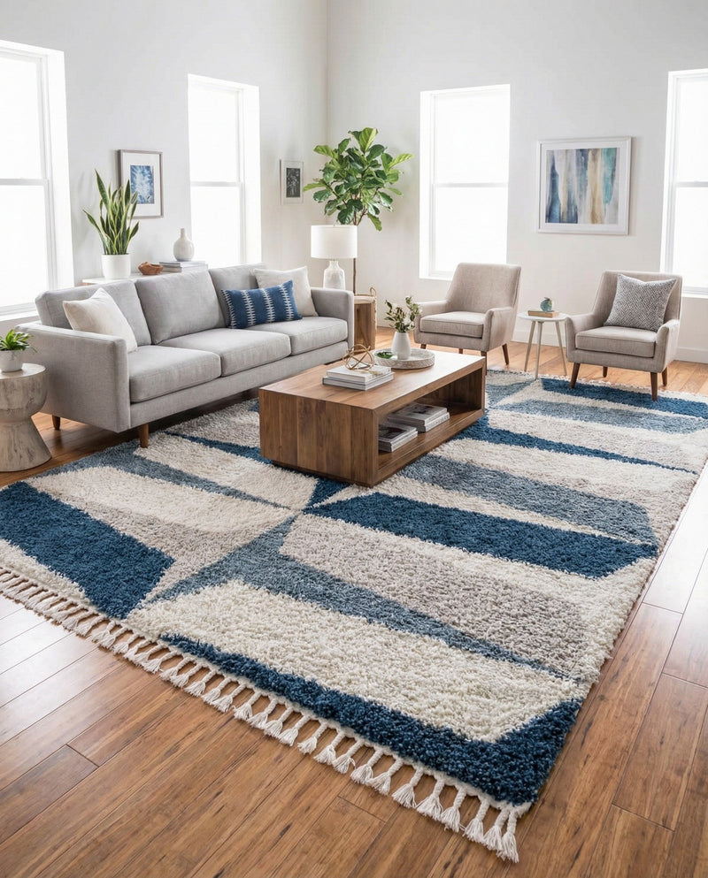 Cozy Cove Shag Collection Area Rug -  Tidewater Rectangle Blue  lifestyle 14