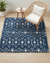 Berber Lattice Shag Collection Area Rug - Atlas (Navy Blue) Square Navy Blue  lifestyle 74