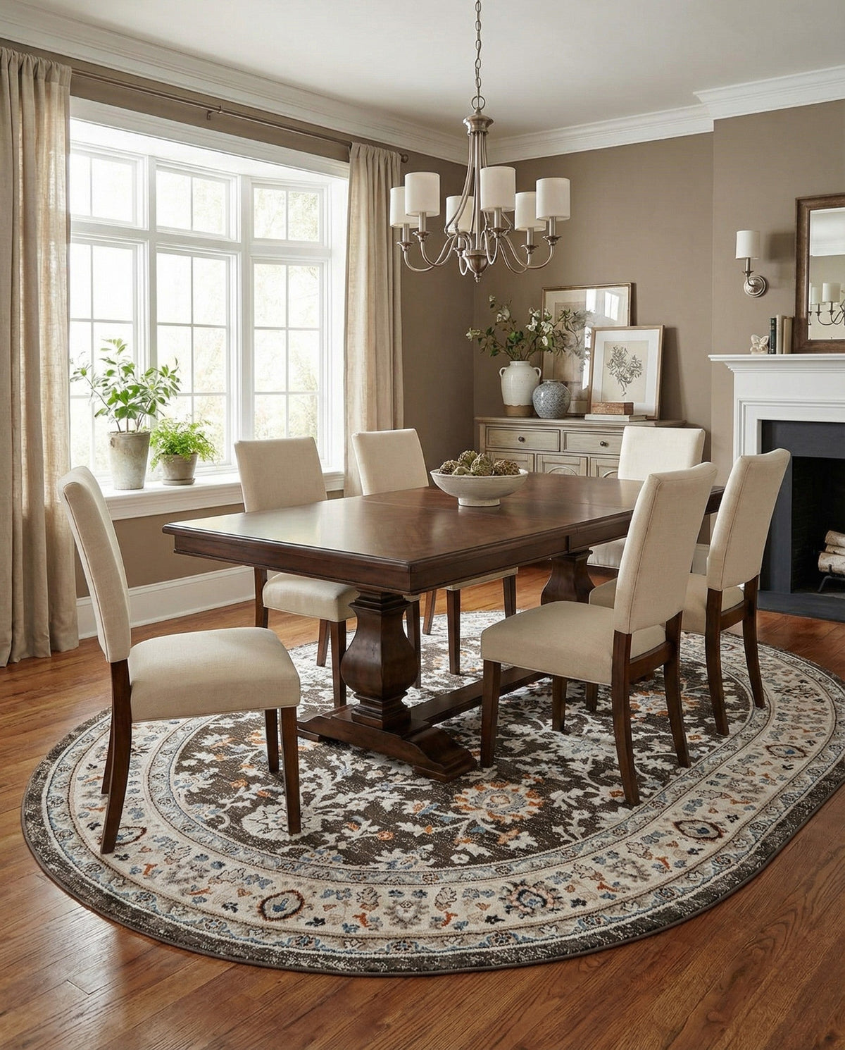 Savannah Elegance Collection Area Rug - Augusta (Fume Gray) Oval Fume Gray  lifestyle 90