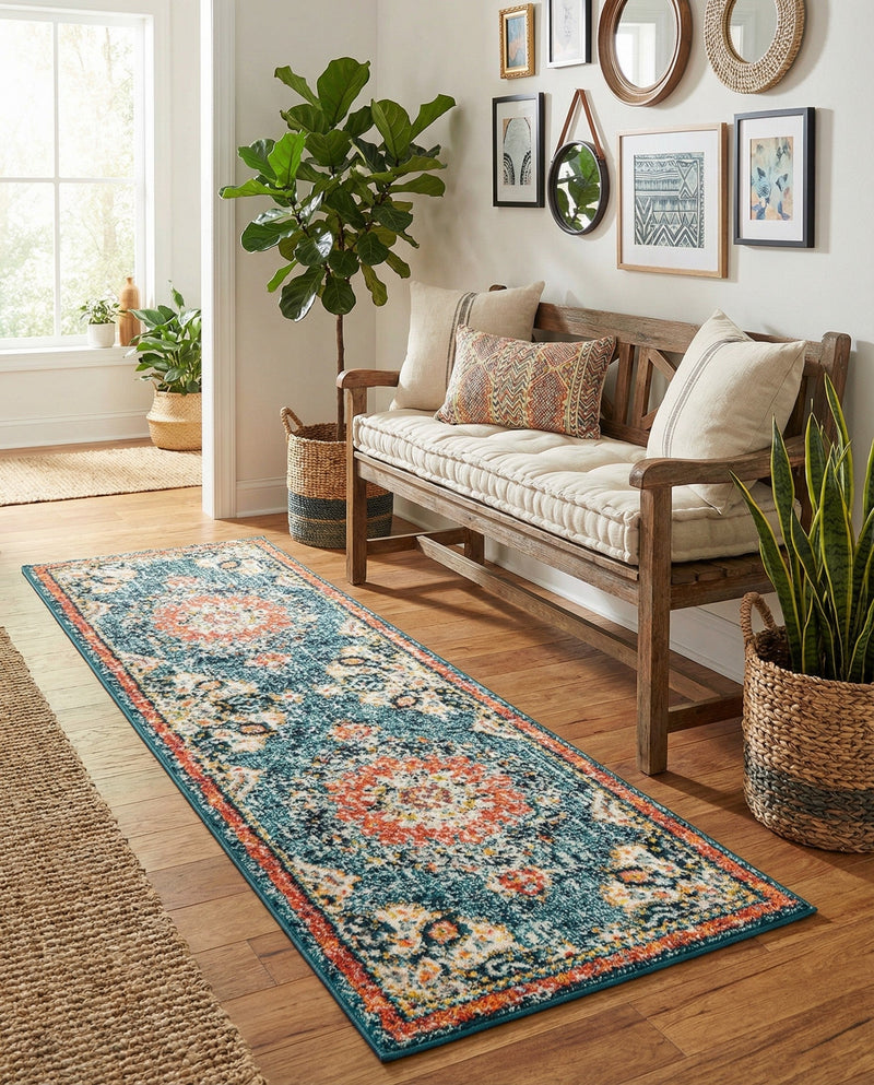 Brighton Terrace Collection Area Rug - Hove (Blue) Runner Blue  lifestyle 46